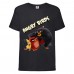 Футболка детская Энгри Бердс  (Angry Birds) черная  (AB-red-chak&bomb-4-black) 104 см