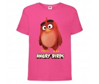 Футболка детская Энгри Бердс  (Angry Birds) розовая  (AB-red-pink) 104 см