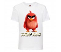 Футболка детская Энгри Бердс  (Angry Birds) белая  (AB-red-2-white) 140 см