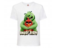 Футболка детская Энгри Бердс  (Angry Birds) белая  (AB-swin&red-white) 152 см