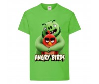Футболка детская Энгри Бердс  (Angry Birds) светло-зеленая  (AB-swin&red-green) 116 см