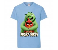 Футболка детская Энгри Бердс  (Angry Birds) светло-голубая  (AB-swin&red-blue) 104 см