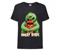 Футболка детская Энгри Бердс  (Angry Birds) черная  (AB-swin&red-black) 152 см