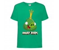 Футболка детская Энгри Бердс  (Angry Birds) зеленая  (AB-swin-2-green) 152 см