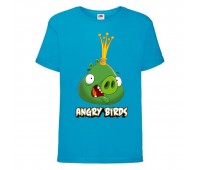 Футболка детская Энгри Бердс  (Angry Birds) светло-голубая  (AB-swin-2-blue) 152 см