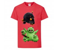 Футболка детская Энгри Бердс  (Angry Birds) красная  (AB-pigs-bomb-red) 164 см