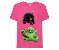 Футболка детская Энгри Бердс  (Angry Birds) розовая  (AB-pigs-bomb-pink) 104 см