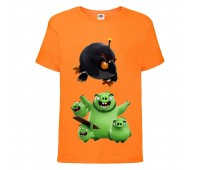 Футболка детская Энгри Бердс  (Angry Birds) оранжевая  (AB-pigs-bomb-orange) 116 см