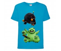 Футболка детская Энгри Бердс  (Angry Birds) голубой  (AB-pigs-bomb-blue) 104 см