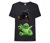 Футболка детская Энгри Бердс  (Angry Birds) черная  (AB-pigs-bomb-black) 152 см