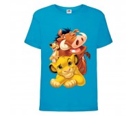 Футболка детская Король Лев  (Lion King) голубая (LK-friends-2-blue) 164 см
