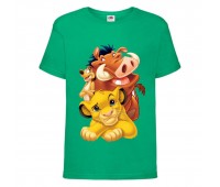 Футболка детская Король Лев  (Lion King) зеленая (LK-friends-2-green) 164 см