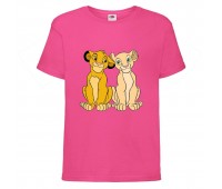 Футболка детская Король Лев  (Lion King) розовая (LK-simba&nala-2-pink) 104 см
