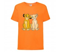 Футболка детская Король Лев  (Lion King) оранжевая (LK-simba&nala-2-orange) 104 см