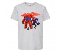 Футболка детская Город героев Баймакс и герой (Baymax and hero HC gr 1) серая 164 см Футболка детская Город героев Баймакс и герой (Baymax and hero HC gr 1) серая 164 см