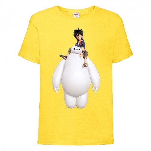 Футболка детская Город героев Герой верхом на Баймаксе (Hero on Baymax HC yl 4) желтая 152 см Футболка детская Город героев Герой верхом на Баймаксе (Hero on Baymax HC yl 4) желтая 152 см