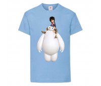 Футболка детская Город героев Герой верхом на Баймаксе (Hero on Baymax HC lbl 4) голубая 164 см Футболка детская Город героев Герой верхом на Баймаксе (Hero on Baymax HC lbl 4) голубая 164 см