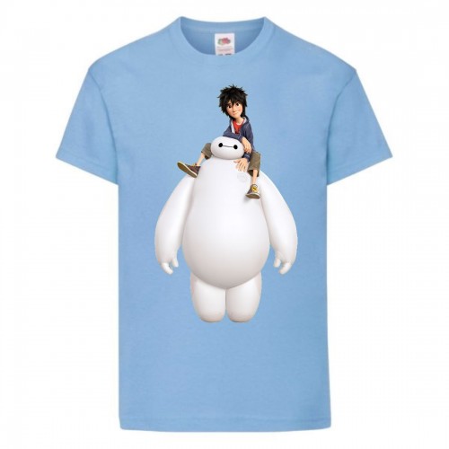 Футболка детская Город героев Герой верхом на Баймаксе (Hero on Baymax HC lbl 4) голубая 164 см Футболка детская Город героев Герой верхом на Баймаксе (Hero on Baymax HC lbl 4) голубая 164 см