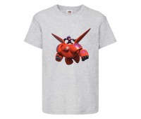 Футболка детская Город героев Герой летит на Баймаксе (Hero on Baymax HC gr 5) серая 140 см