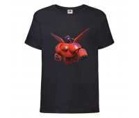 Футболка детская Город героев Герой летит на Баймаксе (Hero on Baymax HC blc 5) черная 164 см
