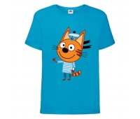 Футболка детская Три Кота 8 (Three Cats 8 TC blu 8) синяя 98 см