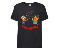 Футболка детская Три Кота 4 (Three Cats 4 TC blc 4) черная 104 см