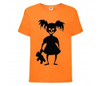 Футболка детская Хэллоуин  (Halloween) оранжевая (halloween-07-orange) 152 см