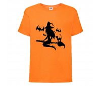 Футболка детская Хэллоуин  (Halloween) оранжевая (halloween-011-orange) 164 см