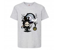 Футболка детская Хэллоуин  (Halloween) серая (halloween-01-gray) 164 см