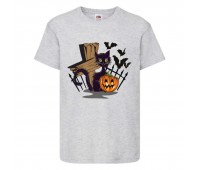 Футболка детская Хэллоуин  (Halloween) серая (halloween-06-gray) 104 см