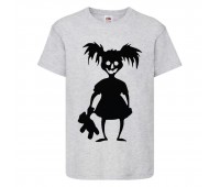 Футболка детская Хэллоуин  (Halloween) серая (halloween-07-gray) 104 см