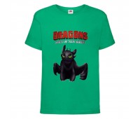 Футболка детская Как приручить дракона  (DRAGONS) зеленая  (DRAGONS-002-green) 164 см