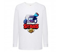 Лонгслив реглан Бравл Старс 8 БИТ (Brawl Stars) белая (BRST wh 03) 104 см