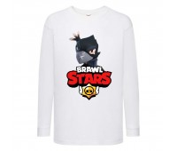 Лонгслив реглан Бравл Старс Ворон (Brawl Stars) белая (BRST wh 08) 104 см
