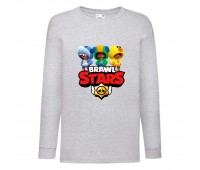 Лонгслив реглан Бравл Старс 3 Леона (Brawl Stars) серая (BRST gr 01) 140 см