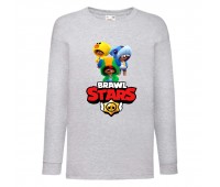 Лонгслив реглан Бравл Старс 3 Леона 2 (Brawl Stars) серая (BRST gr 02) 140 см