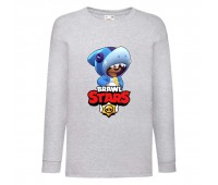 Лонгслив реглан Бравл Старс Леон Акула (Brawl Stars) серая (BRST gr 04) 104 см