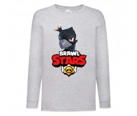 Лонгслив реглан Бравл Старс Ворон (Brawl Stars) серая (BRST gr 08) 140 см