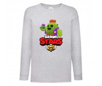 Лонгслив реглан Бравл Старс Спайк (Brawl Stars) серая (BRST gr 8) 116 см