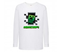 Лонгслив реглан Майнкрафт 3 (Minecraft) белая (MNC wh 03) 140 см