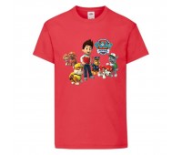 Футболка детская Щенячий патруль (Paw Patrol) все щенки красная размер 104 см