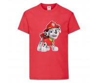  Футболка детская Щенячий патруль (Paw Patrol) красная (marshal-red) размер 104 см