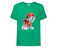  Футболка детская Щенячий патруль (Paw Patrol) зеленая (marshal-green) размер 128 см