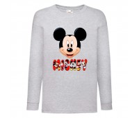 Лонгслив реглан Микки Маус 004 (Mickey Mouse) серый (MMS gr 004) 140 см