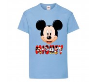 Футболка детская Микки Маус 004 (Mickey Mouse) голубая (MMS lbl 004) 104 см