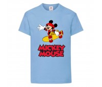 Футболка детская Микки Маус 008 (Mickey Mouse) голубая (MMS lbl 008) 104 см