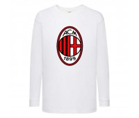 Лонгслив реглан Футбольный клуб Милан (Milan) белый (FOOT wh 008) 116 см