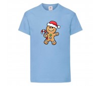  Футболка детская Новый Год (New Year) светло-голубая (0026-blue) размер 164 см