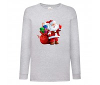 Лонгслив реглан с длинным рукавом Новый год (Happy New Year-gray-0003) серый 104 см