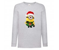 Лонгслив реглан с длинным рукавом Новый год (Happy New Year-gray-0020) серый 128 см